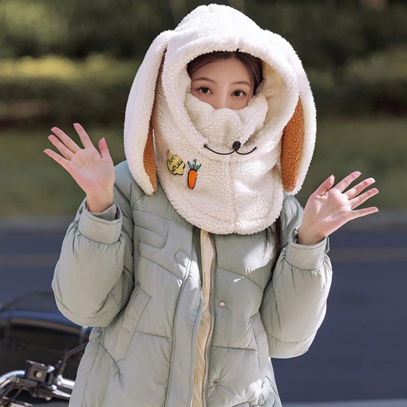 Cat Ears Ski Mask: White Sherpa - Wind-Resistant Warm Face Cover for Winter Outdoor Use - Image 2