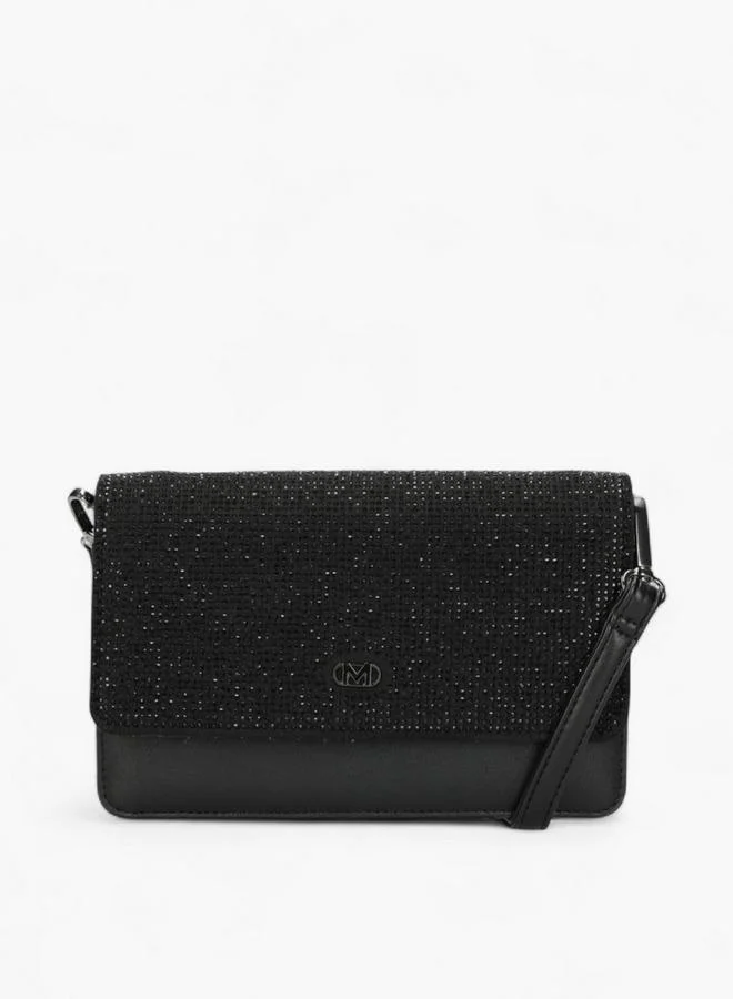 Embellished Crossbody Bag with Button Closure