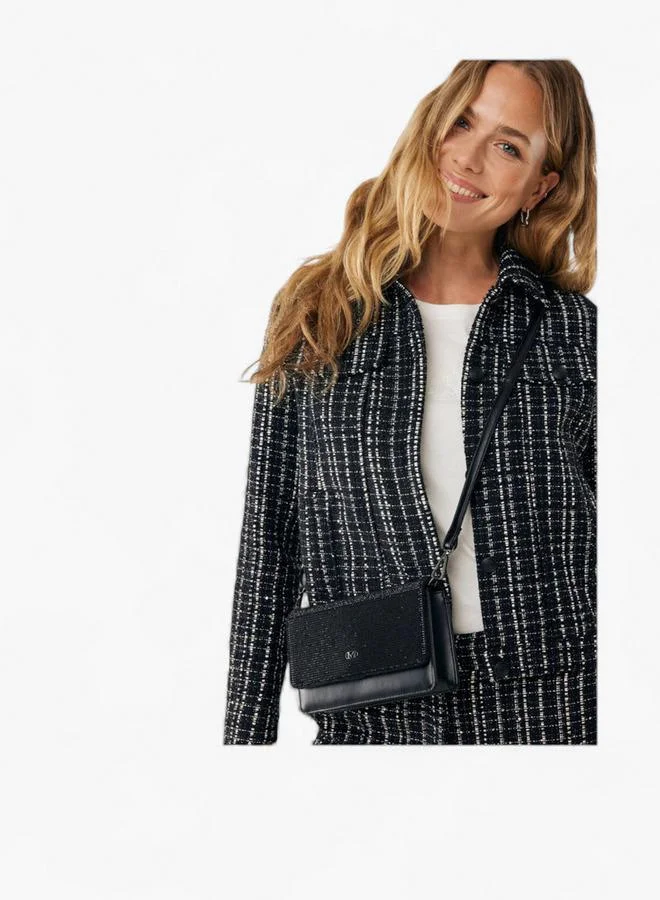 Mexx BLACK Embellished Crossbody Bag with Button Closure for Women | Best Price UAE