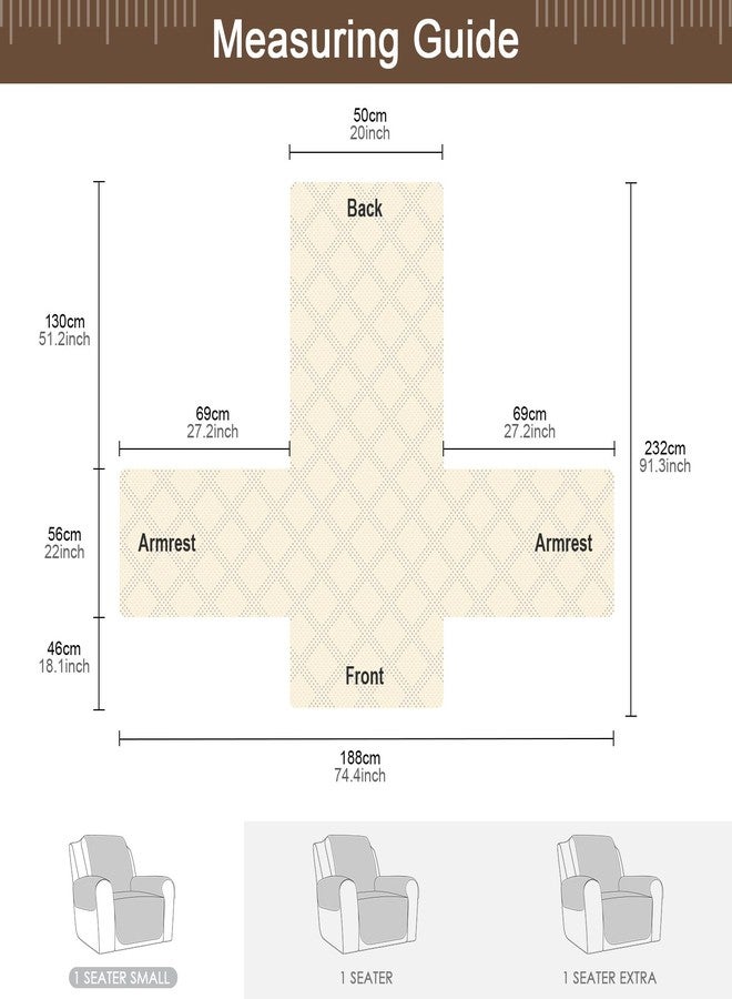 TAOCOCO 100% Waterproof Recliner Chair Cover, Small Recliner Covers for Recliner Chair with Pocket, Non Slip Reclining Chair Cover Furniture Protector for Kids, Dogs(20'', Brown) - Image 3