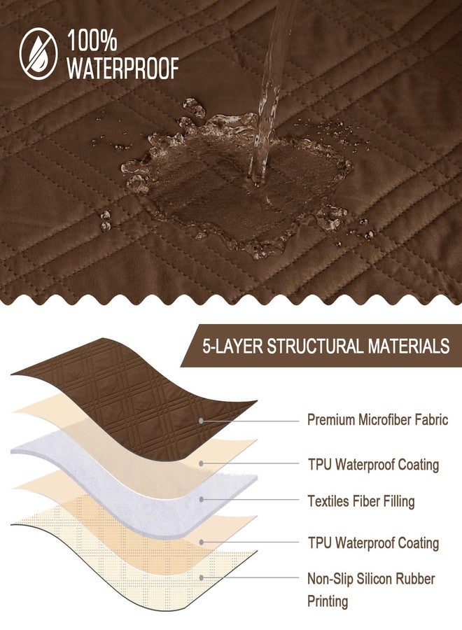 TAOCOCO 100% Waterproof Recliner Chair Cover, Small Recliner Covers for Recliner Chair with Pocket, Non Slip Reclining Chair Cover Furniture Protector for Kids, Dogs(20'', Brown) - Image 4