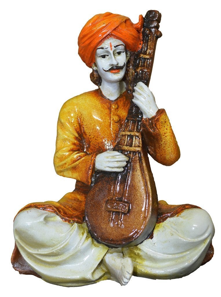 Karigaari India Multicolor Polyresine Rajasthani Man Playing Veena - Image 4