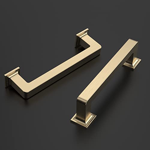 Amerdeco 10 Pack Brushed Brass Cabinet Pulls 3-3/4 Inch(96MM) Hole Centers Kitchen Cabinet Handles Cabinets Hardware Kitchen Handles for Cabinets Cupboard Handles Drawer Pulls ZH0019 - Image 2