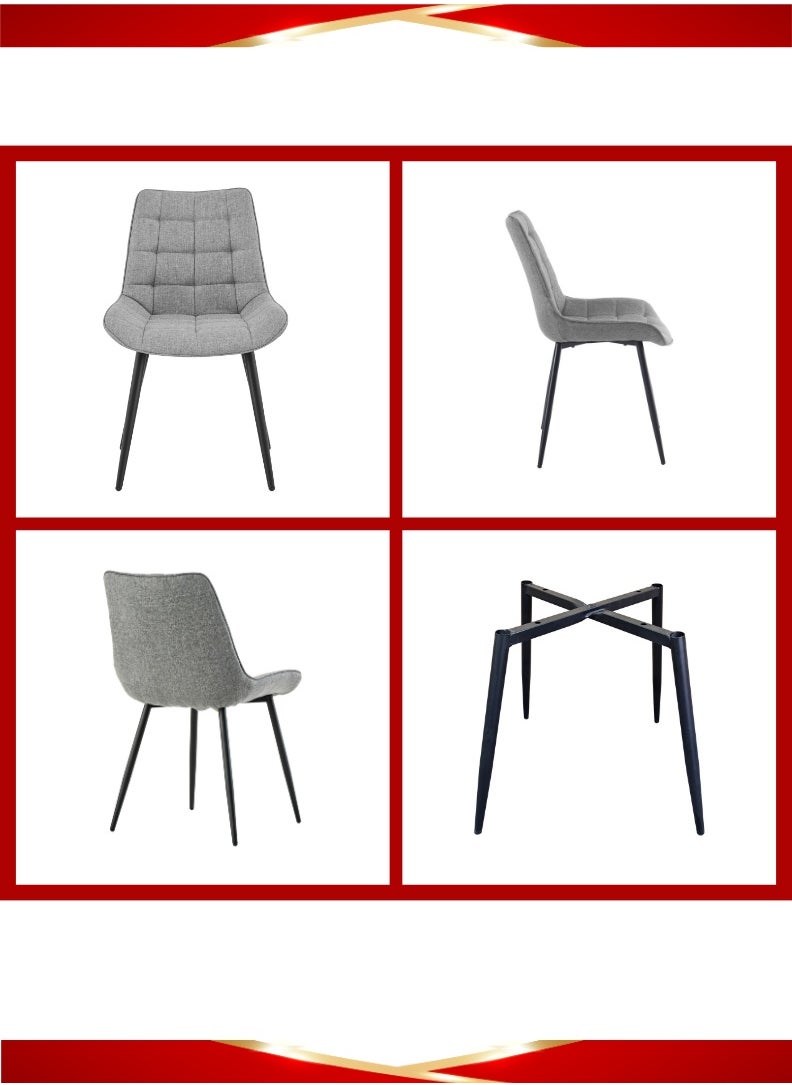 AFT - Ergonomic Upholstered Dining Chair with Quilted Backrest – Sturdy Metal Legs, Soft Fabric Seat – Dimensions 85cm Height x 60cm Depth x 54cm Width – Seat Height 48cm – 130 KG Weight Capacity – Modern Design for Home or Office.   Grey (Arfan) - Image 1