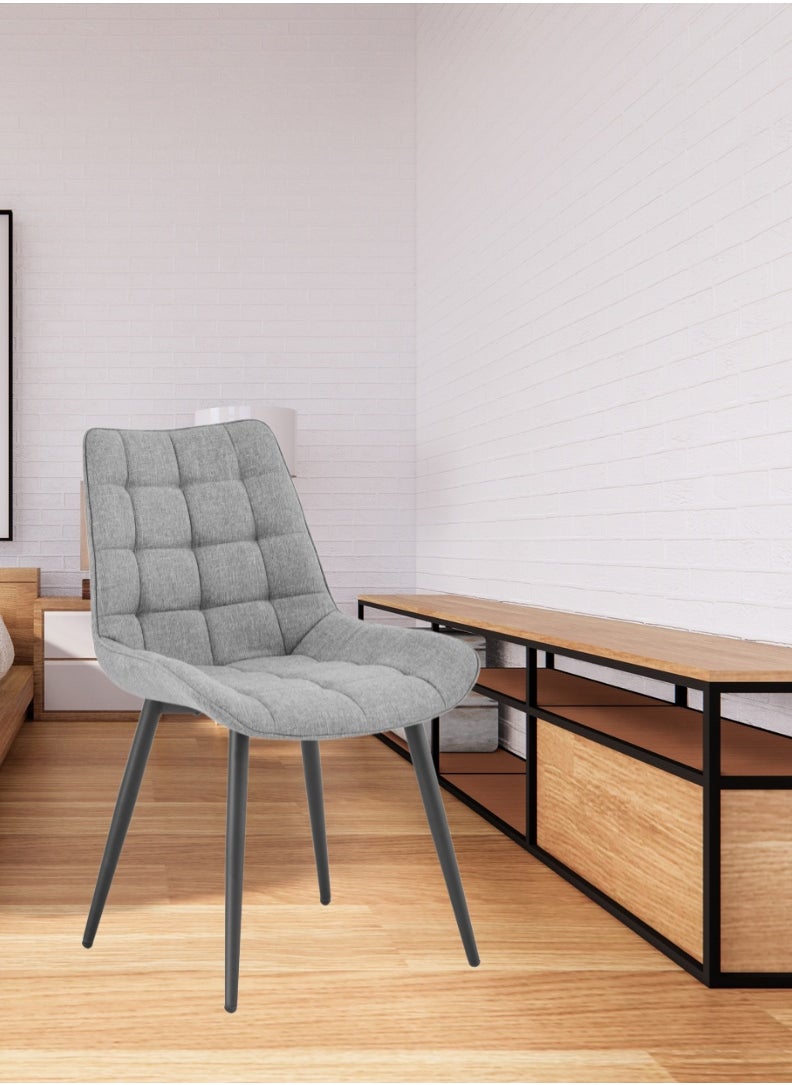AFT - Ergonomic Upholstered Dining Chair with Quilted Backrest – Sturdy Metal Legs, Soft Fabric Seat – Dimensions 85cm Height x 60cm Depth x 54cm Width – Seat Height 48cm – 130 KG Weight Capacity – Modern Design for Home or Office.   Grey (Arfan) - Image 1