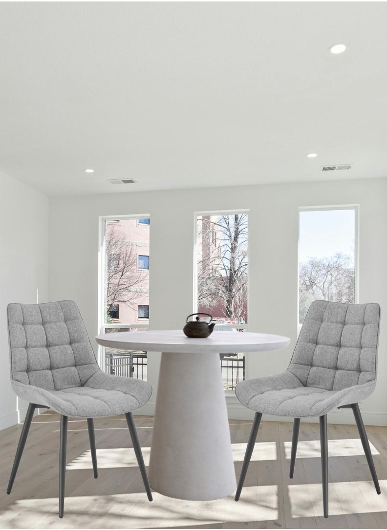 AFT - Ergonomic Upholstered Dining Chair with Quilted Backrest – Sturdy Metal Legs, Soft Fabric Seat – Dimensions 85cm Height x 60cm Depth x 54cm Width – Seat Height 48cm – 130 KG Weight Capacity – Modern Design for Home or Office.   Grey (Arfan) - Image 1