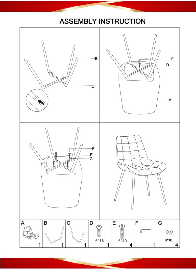 AFT - Ergonomic Upholstered Dining Chair with Quilted Backrest – Sturdy Metal Legs, Soft Fabric Seat – Dimensions 85cm Height x 60cm Depth x 54cm Width – Seat Height 48cm – 130 KG Weight Capacity – Modern Design for Home or Office.   Grey (Arfan) - Image 1
