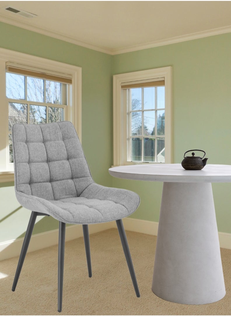 AFT - Ergonomic Upholstered Dining Chair with Quilted Backrest – Sturdy Metal Legs, Soft Fabric Seat – Dimensions 85cm Height x 60cm Depth x 54cm Width – Seat Height 48cm – 130 KG Weight Capacity – Modern Design for Home or Office.   Grey (Arfan) - Image 1