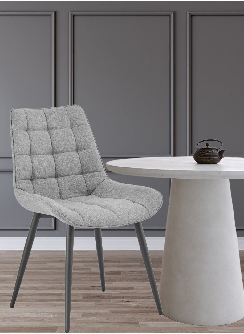 AFT - Ergonomic Upholstered Dining Chair with Quilted Backrest – Sturdy Metal Legs, Soft Fabric Seat – Dimensions 85cm Height x 60cm Depth x 54cm Width – Seat Height 48cm – 130 KG Weight Capacity – Modern Design for Home or Office.   Grey (Arfan) - Image 1