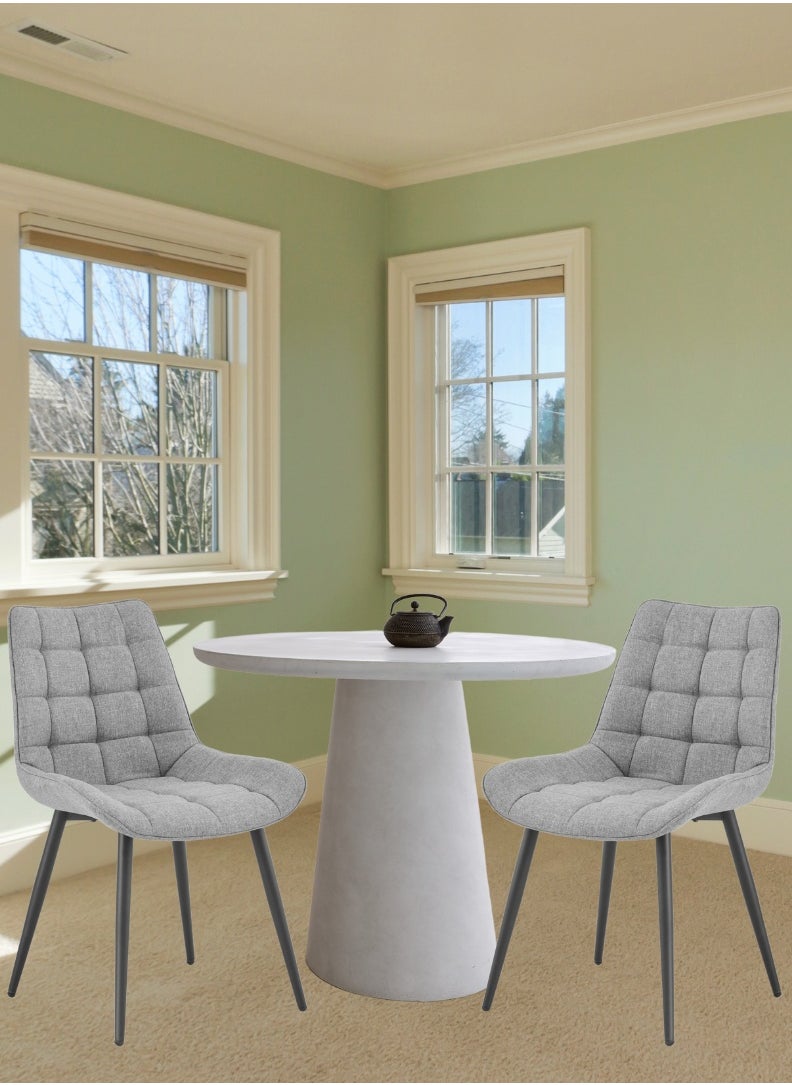 AFT - Ergonomic Upholstered Dining Chair with Quilted Backrest – Sturdy Metal Legs, Soft Fabric Seat – Dimensions 85cm Height x 60cm Depth x 54cm Width – Seat Height 48cm – 130 KG Weight Capacity – Modern Design for Home or Office.   Grey (Arfan) - Image 1