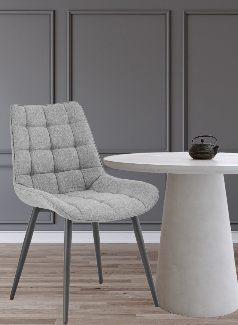 AFT Ergonomic Upholstered Dining Chair with Quilted Backrest – Sturdy Metal Legs, Soft Fabric Seat – Dimensions 85cm Height x 60cm Depth x 54cm Width – Seat Height 48cm – 130 KG Weight Capacity – Modern Design for Home or Office.   Grey (Arfan) - Image 4