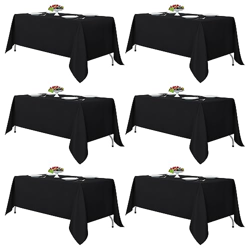 Fitable Black Tablecloths for Rectangle Tables, 6 Pack - 70 x 120 Inches - Reusable and Washable Table Clothes for 6-8 Ft Tables, Polyester Fabric Table Covers for Wedding, Party, Banquet - Image 1
