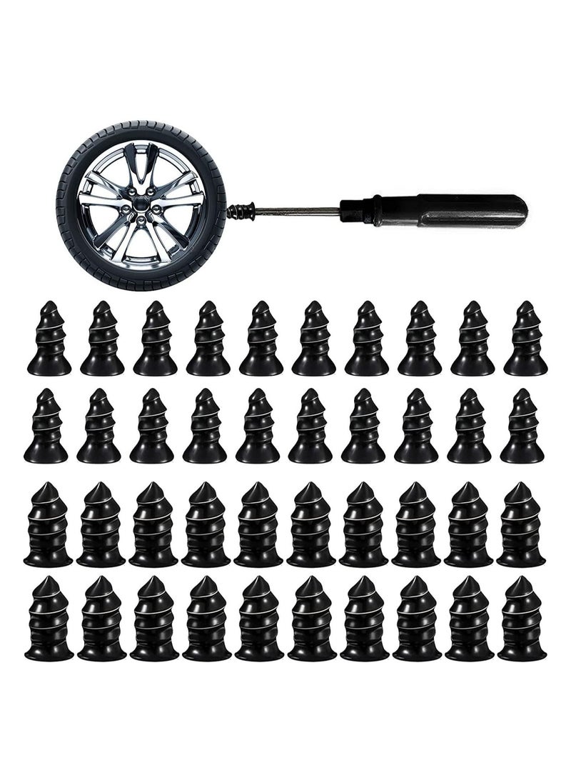 RATSAW 40 PCS Tire Repair Rubber Nail Set Car Tire Fast Repair Nails With Screw Driver Self Service Tire Repair Tool Kit 20 Small And 20 Large  - Image 1