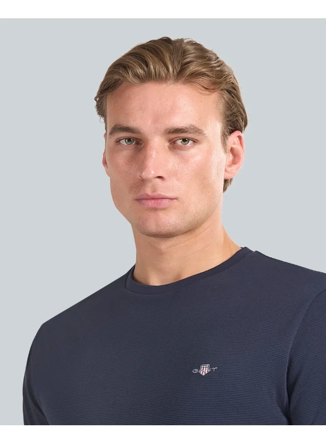 GANT Gant Texture Short Sleeve T-Shirt For Men (Navy)
