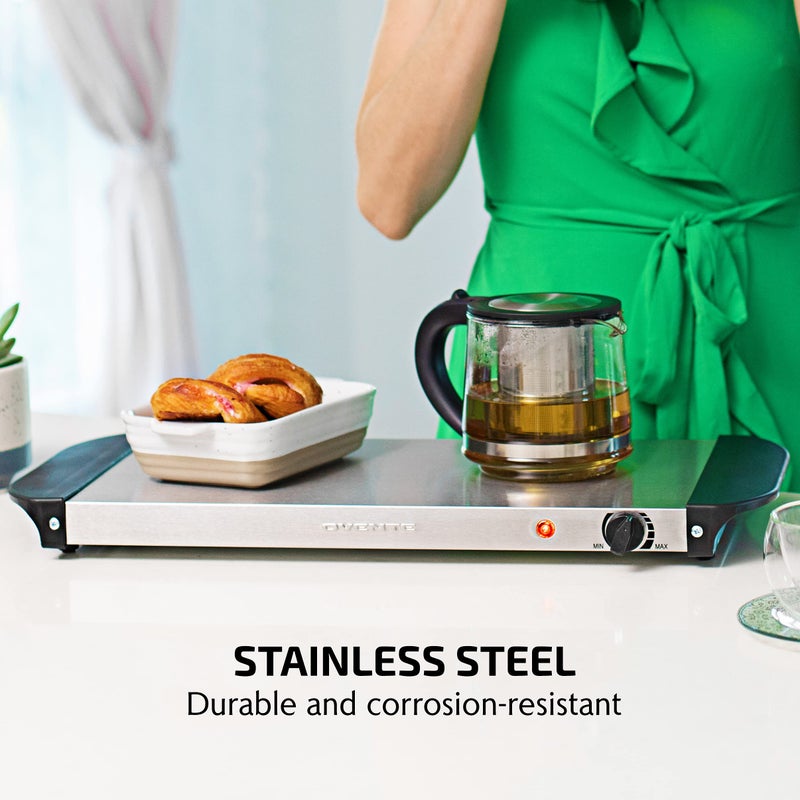 OVENTE Electric Warming Tray with Adjustable Temperature Control Perfect for Buffets, Restaurants, House Parties, Events & Dinners, Compact Food Warmer & Server with Cool Touch Handles, Silver FW170S - Image 5