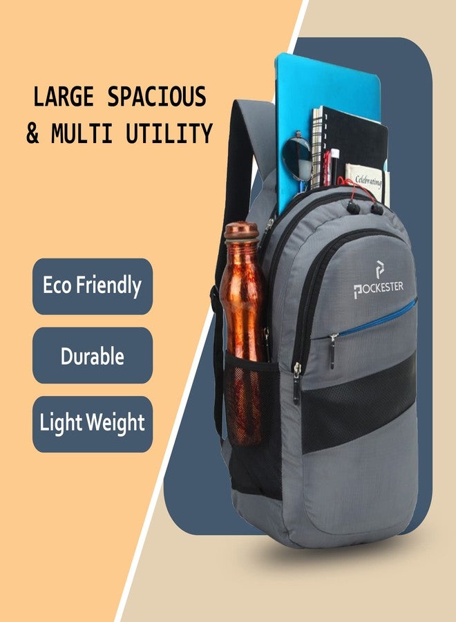 Pockester 35L Water Resistant Large Laptop/Office/College/School/Travel Casual Design Unisex Backpack (Fits up 15.6 inch laptop) (Grey) - Image 2