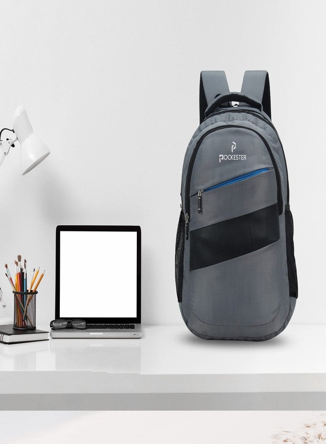 Pockester 35L Water Resistant Large Laptop/Office/College/School/Travel Casual Design Unisex Backpack (Fits up 15.6 inch laptop) (Grey) - Image 4