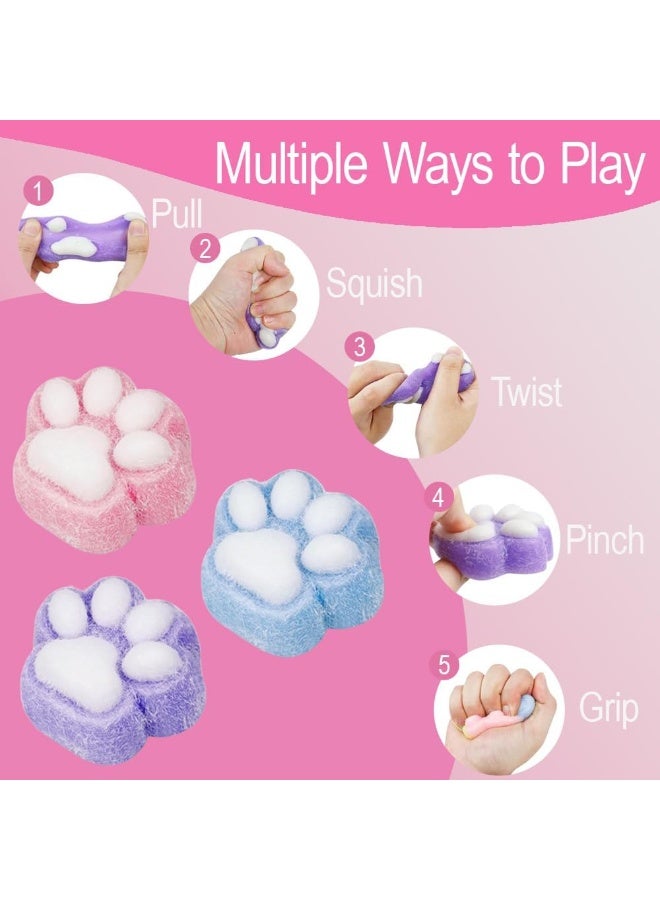 squishy 3 Pcs Cat Paw Taba Squishy for Adult, Soft Stress Relieving Squeeze Toy, Lovely Stretchy Cat Paw Squishy for Men & Women Birthday Party Gifts/Stress Relief/Relaxation - Image 2