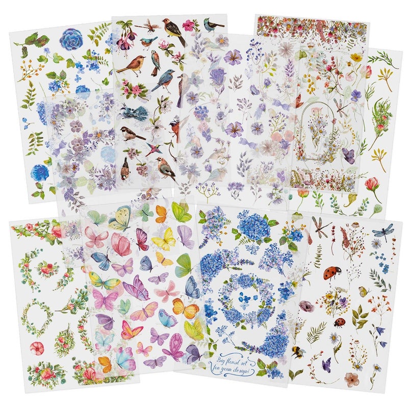 Mayplous RubOn Transfer Stickers 10 Sheets Flower Plant Design Decals for Scrapbooking Planners Card Making EasyApply Crafts Embellishments Field - Image 2