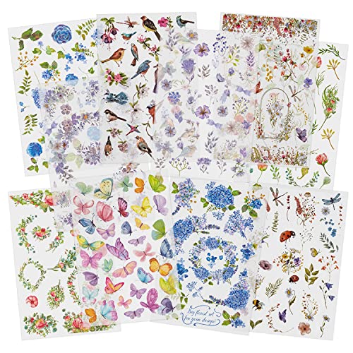 Mayplous RubOn Transfer Stickers 10 Sheets Flower Plant Design Decals for Scrapbooking Planners Card Making EasyApply Crafts Embellishments Field - Image 1