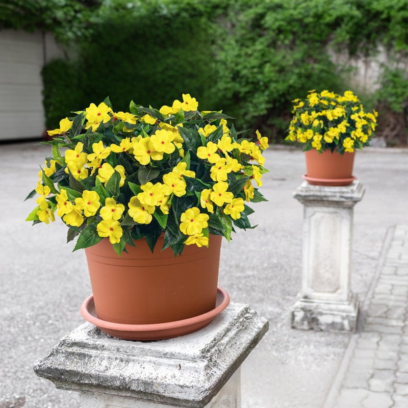 Uqueeten Fake Flowers Artificial Flowers for Outdoor,Artificial Plant Artificial Impatiens Bouquet Flowers for Outdoors Decoration,Silk Spring Artificial Plants for Outdoors Indoor Decor 2PCS(Rose - Image 4