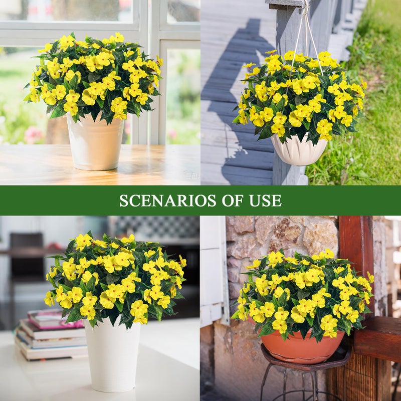 Uqueeten Fake Flowers Artificial Flowers for Outdoor,Artificial Plant Artificial Impatiens Bouquet Flowers for Outdoors Decoration,Silk Spring Artificial Plants for Outdoors Indoor Decor 2PCS(Rose - Image 5