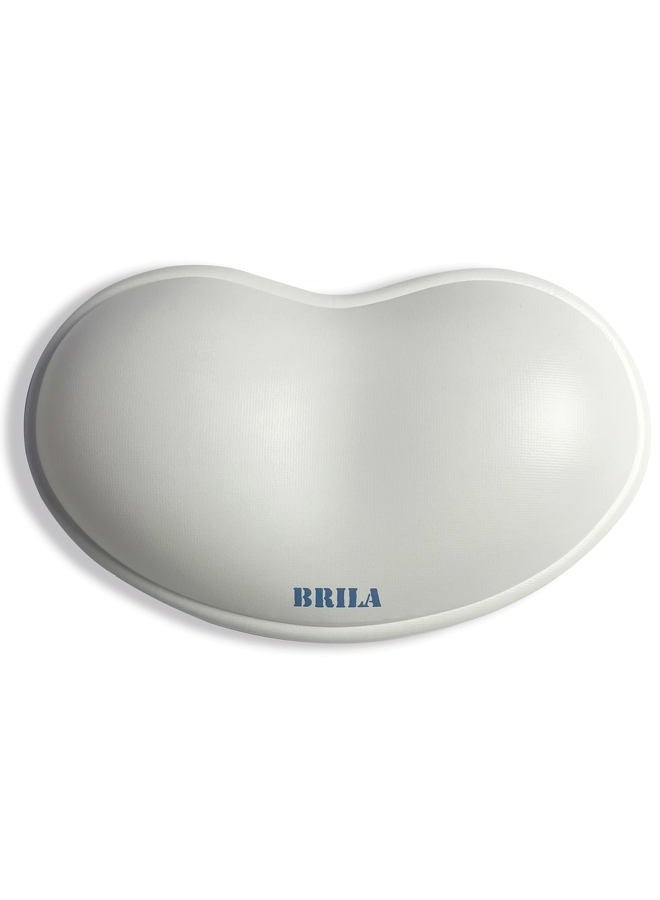 BRILA Ergonomic Silicone Mouse Wrist Rest, Cooling Silica Gel PU Leather Mouse Wrist Support Pad for Office Work and Laptop Computer Gaming (White Leather) - Image 1