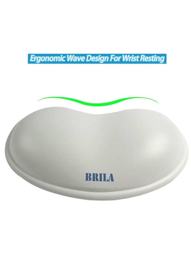 BRILA Ergonomic Silicone Mouse Wrist Rest, Cooling Silica Gel PU Leather Mouse Wrist Support Pad for Office Work and Laptop Computer Gaming (White Leather) - Image 4