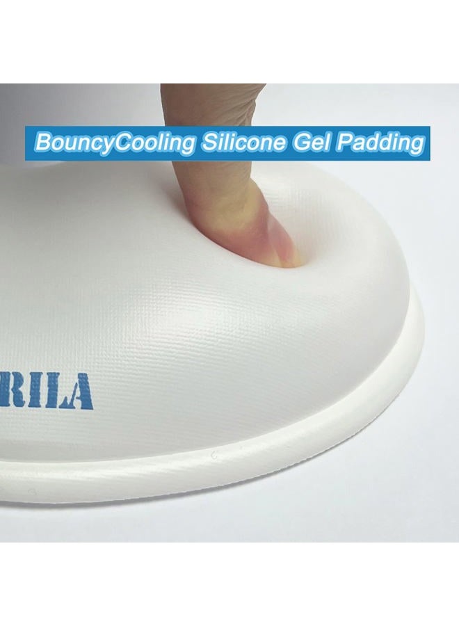 BRILA Ergonomic Silicone Mouse Wrist Rest, Cooling Silica Gel PU Leather Mouse Wrist Support Pad for Office Work and Laptop Computer Gaming (White Leather) - Image 3