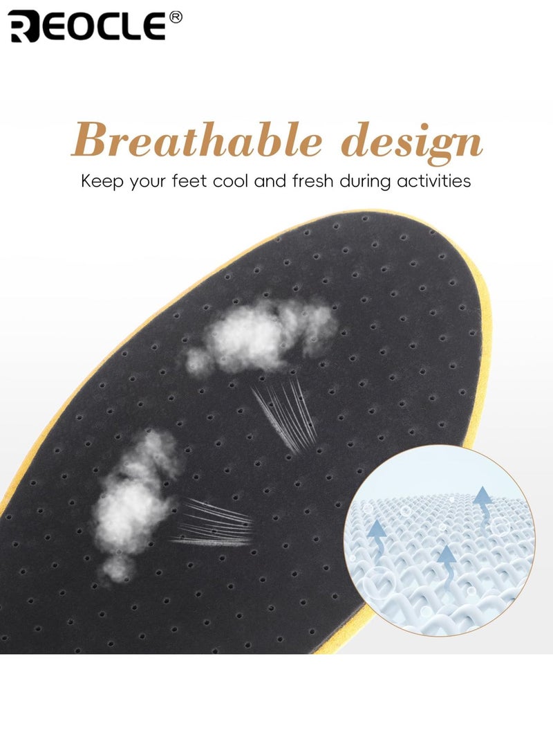 REOCLE 3 Pairs Ultra Thin Natural Leather Shoe Insoles with Latex Layer Sweat Absorbing Odor Control Comfortable Foot Cushion for Daily Walking Running Dress Shoes for Men and Women - Image 4
