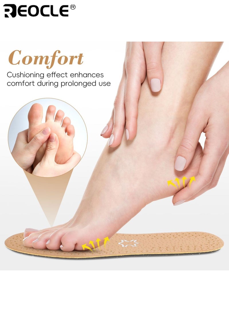 REOCLE 3 Pairs Ultra Thin Natural Leather Shoe Insoles with Latex Layer Sweat Absorbing Odor Control Comfortable Foot Cushion for Daily Walking Running Dress Shoes for Men and Women - Image 2