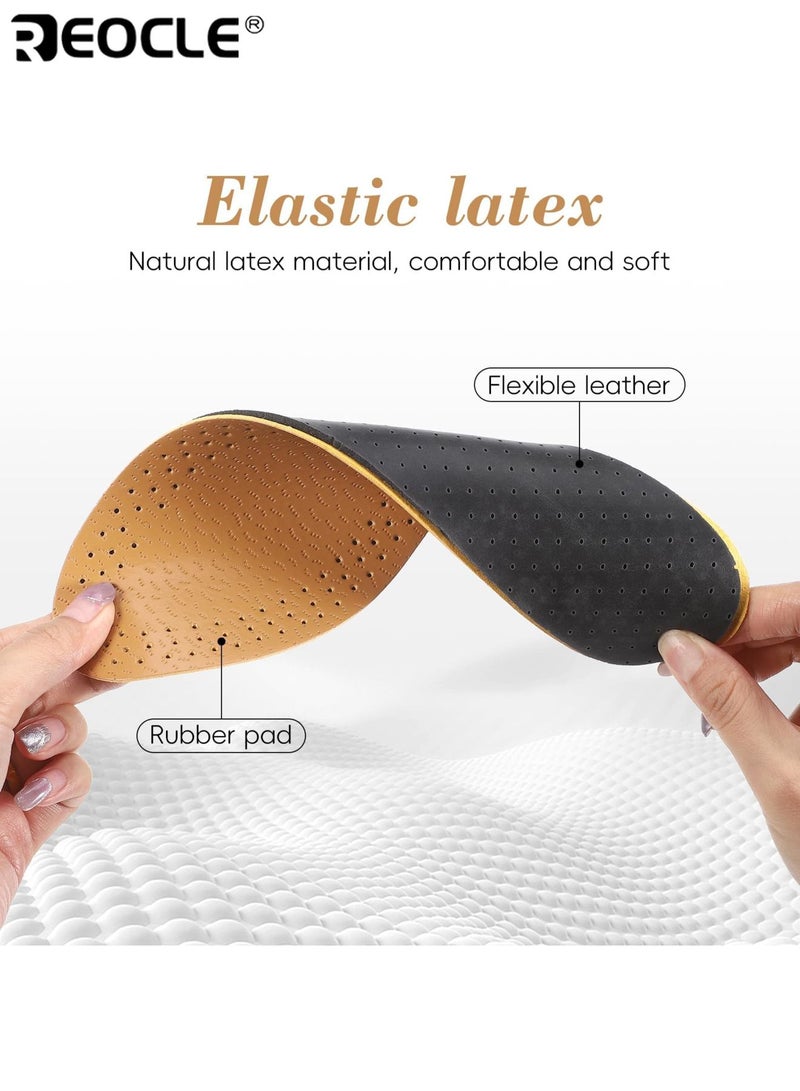 REOCLE 3 Pairs Ultra Thin Natural Leather Shoe Insoles with Latex Layer Sweat Absorbing Odor Control Comfortable Foot Cushion for Daily Walking Running Dress Shoes for Men and Women - Image 3