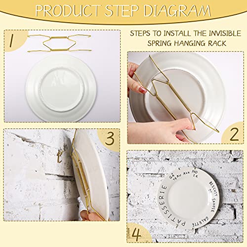 Hotop 20 Pieces Invisible Wall Plate Hangers 4/5/6/8/10 Inches Wall Plate Hangers Stainless Steel Decorative with 20 Pieces Hook with Nails for Decorative Antique and Arts(Gold) - Image 5