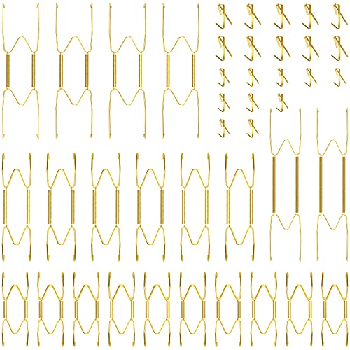 Hotop 20 Pieces Invisible Wall Plate Hangers 4/5/6/8/10 Inches Wall Plate Hangers Stainless Steel Decorative with 20 Pieces Hook with Nails for Decorative Antique and Arts(Gold) - Image 1