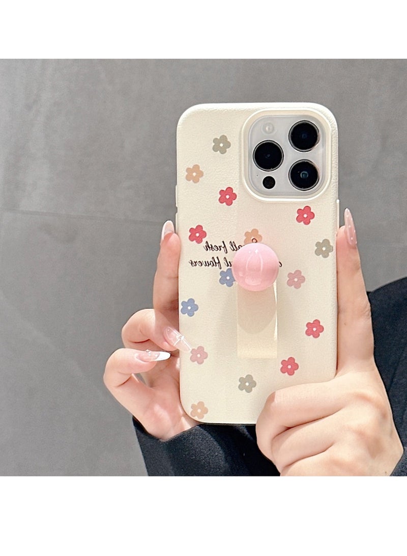 NIBEMINENT Polka Dot Heart Flower Protective TPU Case Cover For iPhone 16 Pro Max, Flower With A Ring