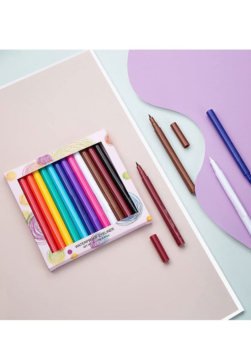 12 Colors Matte Liquid Eyeliner Set Rain bow Colorful Neon Pencil P IGmented Waterproof Smudgeproof Long Lasting Gel Eye Liner Makeup Gift Kit for Women E