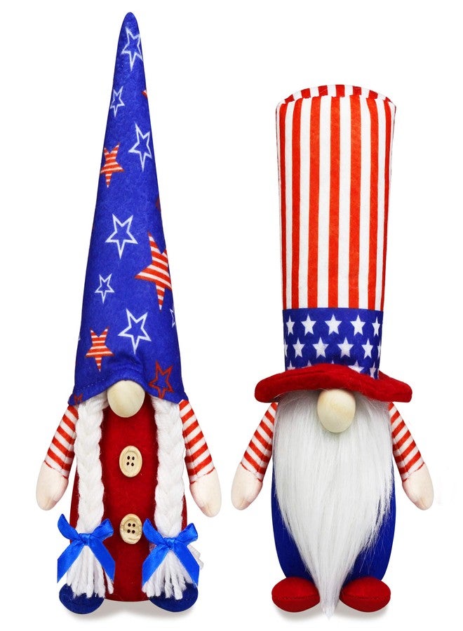 HALOGATE 4th of July Patriotic Gnomes Decorations, 2 PCS Handmade Mr & Mrs USA Swedish Tomte Gnomes Plush Table Ornaments Gift for Independence Day Memorial Day Presidents Day Veterans Day Armed Forces Day - Image 1