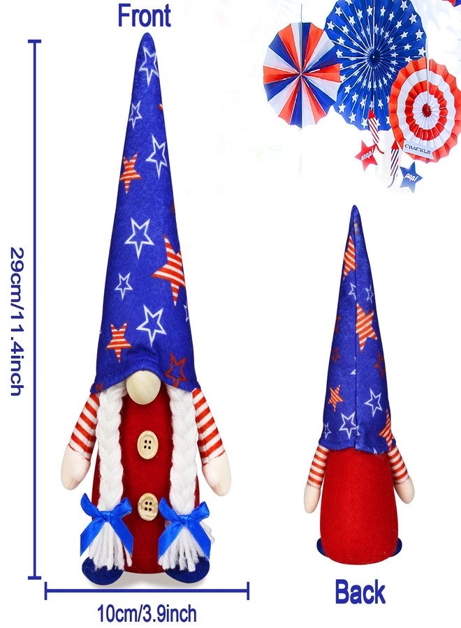 HALOGATE 4th of July Patriotic Gnomes Decorations, 2 PCS Handmade Mr & Mrs USA Swedish Tomte Gnomes Plush Table Ornaments Gift for Independence Day Memorial Day Presidents Day Veterans Day Armed Forces Day - Image 2
