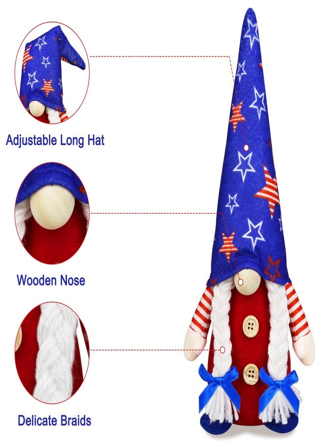 HALOGATE 4th of July Patriotic Gnomes Decorations, 2 PCS Handmade Mr & Mrs USA Swedish Tomte Gnomes Plush Table Ornaments Gift for Independence Day Memorial Day Presidents Day Veterans Day Armed Forces Day - Image 4