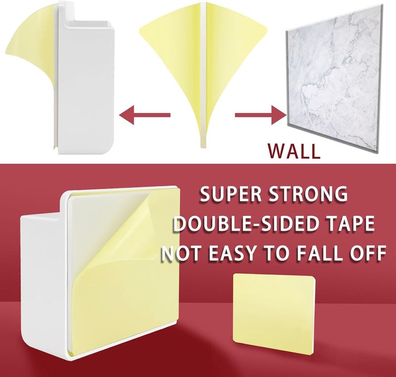 CERLINK حامل هاتف محمول مثبت على الحائط مع لاصق، قاعدة شاحن، صندوق تخزين للاستخدام المتعدد، للمكتب، غرفة النوم (عبوة من 2 باللون الأبيض) - Image 3