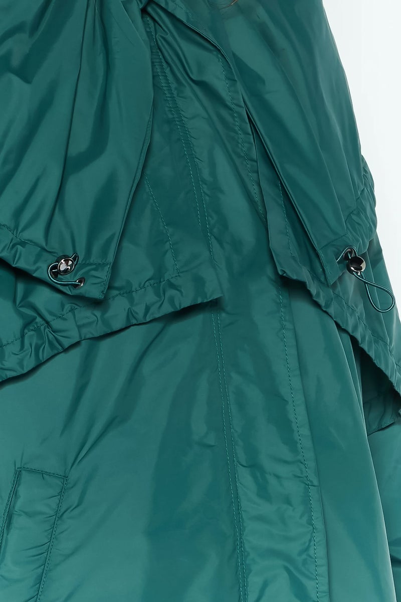 EMPORIO ARMANI Women Hooded Plain Windbreaker Jacket, Green - Image 5