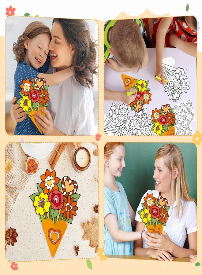 CY2SIDE Fall Flower Bouquet Thanksgiving Gift - 36PCS Color Your Own Heart Thankful Paper Craft Kit for Kids Classroom Activities, DIY Aumtumn Heart Paper Flower Bouquet for Teacher Appreciation Gift - Image 5