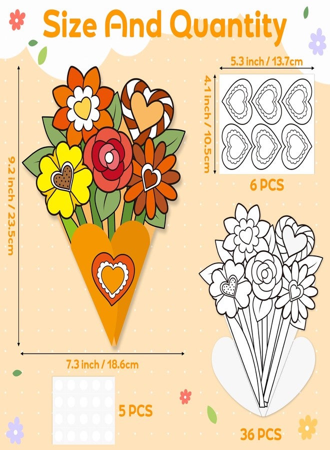 CY2SIDE Fall Flower Bouquet Thanksgiving Gift - 36PCS Color Your Own Heart Thankful Paper Craft Kit for Kids Classroom Activities, DIY Aumtumn Heart Paper Flower Bouquet for Teacher Appreciation Gift - Image 2