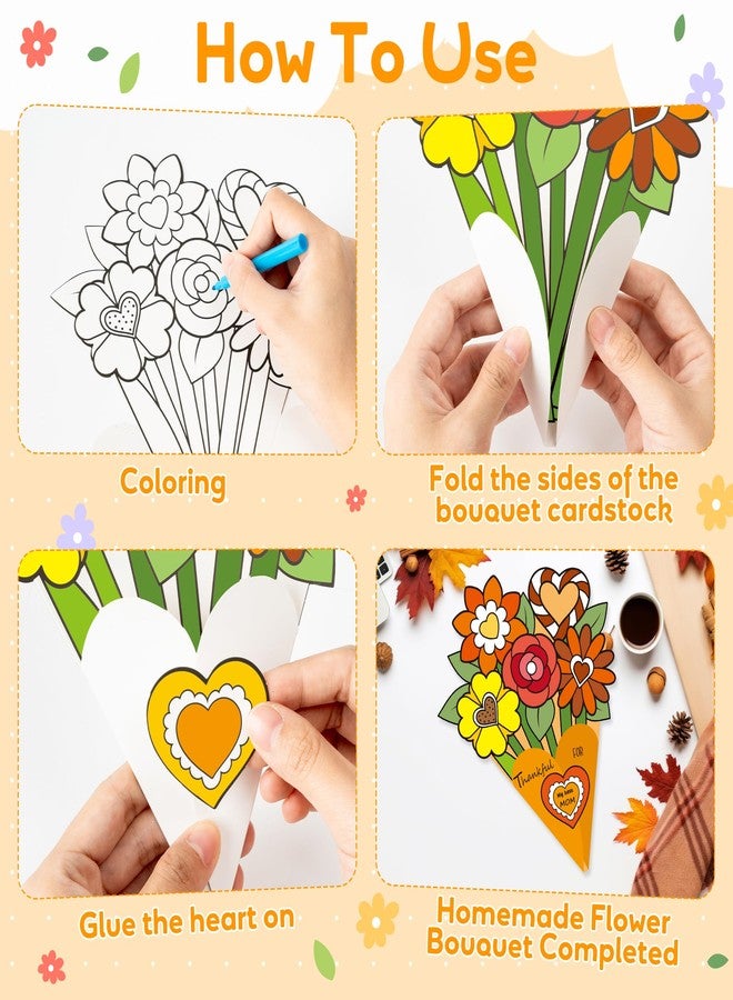 CY2SIDE Fall Flower Bouquet Thanksgiving Gift - 36PCS Color Your Own Heart Thankful Paper Craft Kit for Kids Classroom Activities, DIY Aumtumn Heart Paper Flower Bouquet for Teacher Appreciation Gift - Image 3