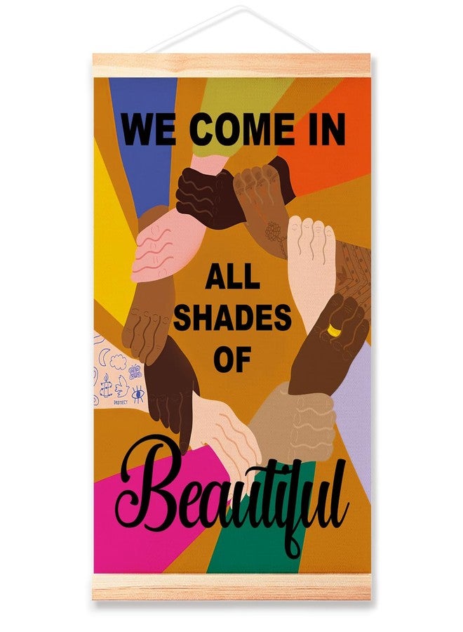 Littlefa Diversity Multicultural Equality Hanging Poster Canvas Framed,Equality Poster for Classroom/Daycare/Elementary School/Office Wall Decor,Classroom Wall Decoration 16x12in - Image 1