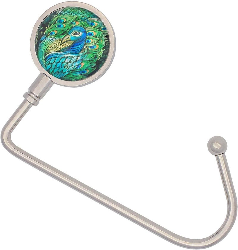 ROFLYER Purse Hook Hanger for Table Bar Handbag Hanger Safer Cleaner Bag Table Hanger with Velvet Pouch (King Peacock) - Image 1