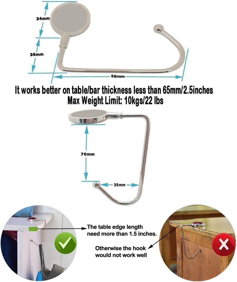 ROFLYER Purse Hook Hanger for Table Bar Handbag Hanger Safer Cleaner Bag Table Hanger with Velvet Pouch (King Peacock) - Image 5