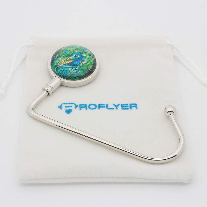 ROFLYER Purse Hook Hanger for Table Bar Handbag Hanger Safer Cleaner Bag Table Hanger with Velvet Pouch (King Peacock) - Image 2
