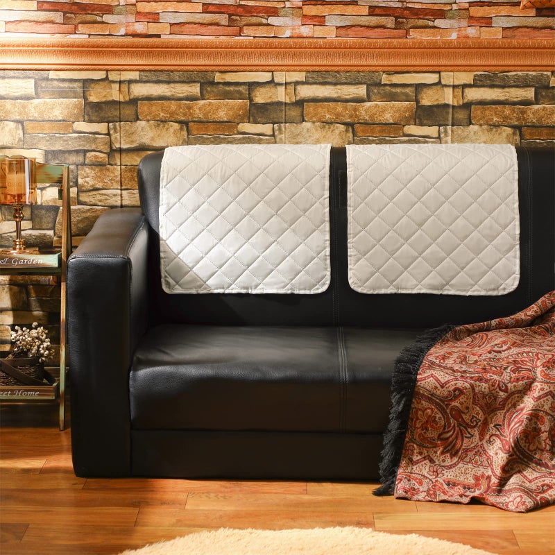 Panelee Headrest Cover for Recliner Chair 2 Pieces Recliner Headrest Protector Recliner Sofa Cover Recliner Head Covers Sofa Head Protector Furniture Protector for Recliner Sofa Slipcovers(Beige) - Image 5