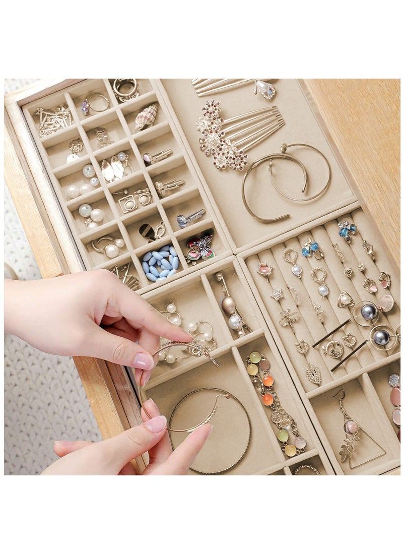 WALALLA 4 PCS Stackable Jewelry Organizer Trays, Drawer Organizer and Jewelry Display Case Storage Container for Earring Necklace Rings Bracelet with Removable Dividers - Image 2